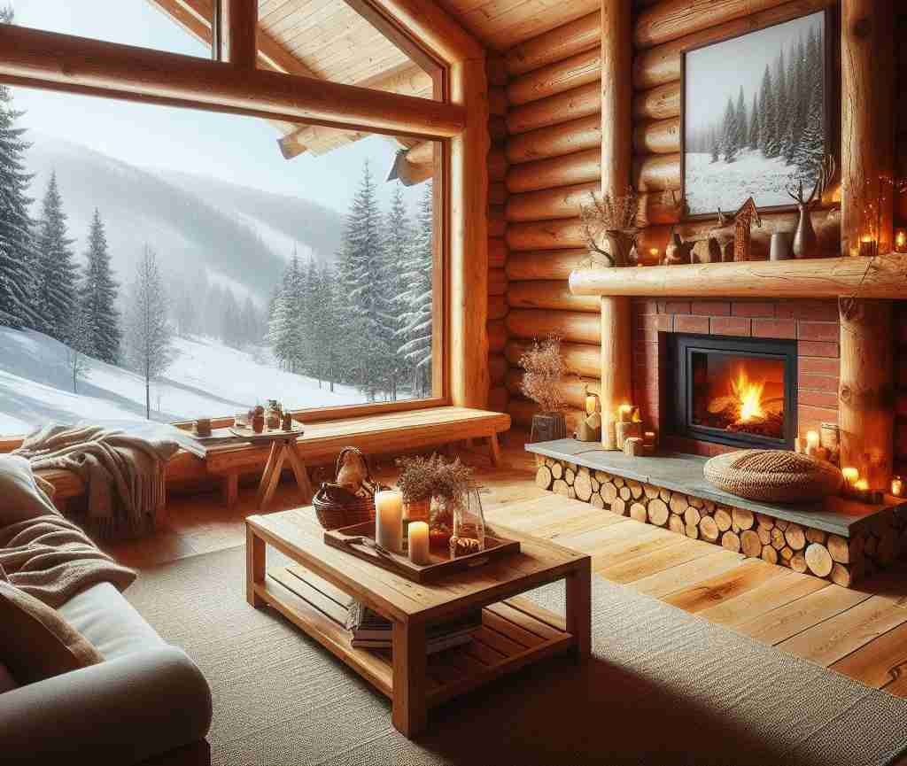 Confortable wooden house in a snowed forest. The ideal location to place an Orgonite