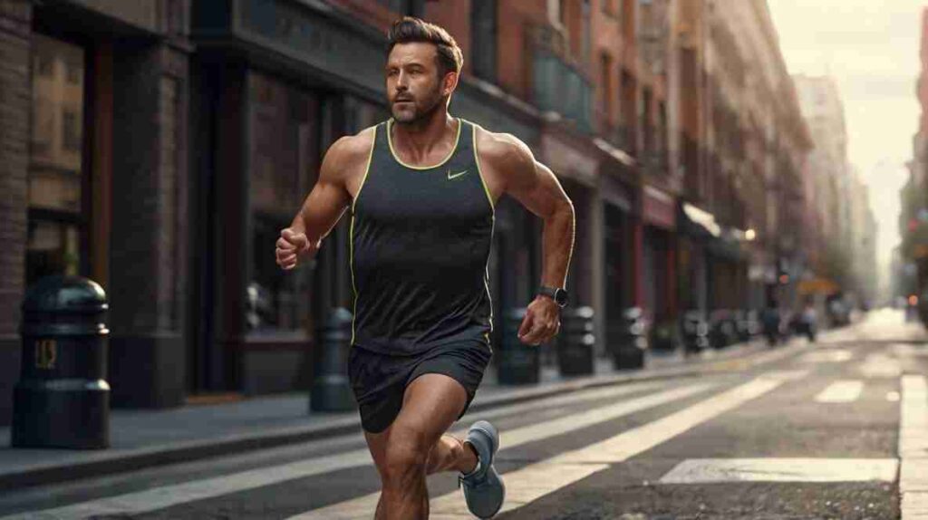 A man jogging to fight against the effects of EMFs on his heart