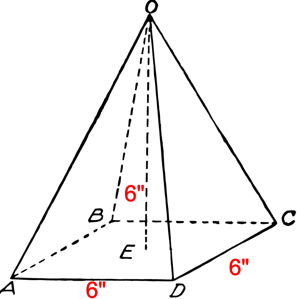 Image of a pyramid to calculate the volume we need to fill with resin in the process to make an orgone pyramid