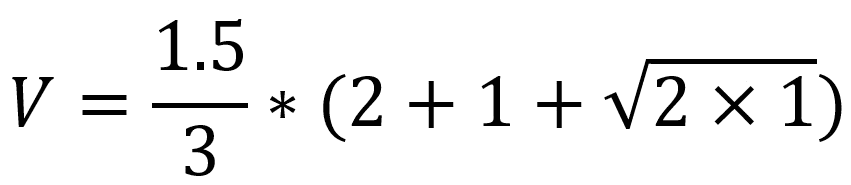 Pyramid trunk calculation expression with the example values of our orgonite pyramid trunk layer.