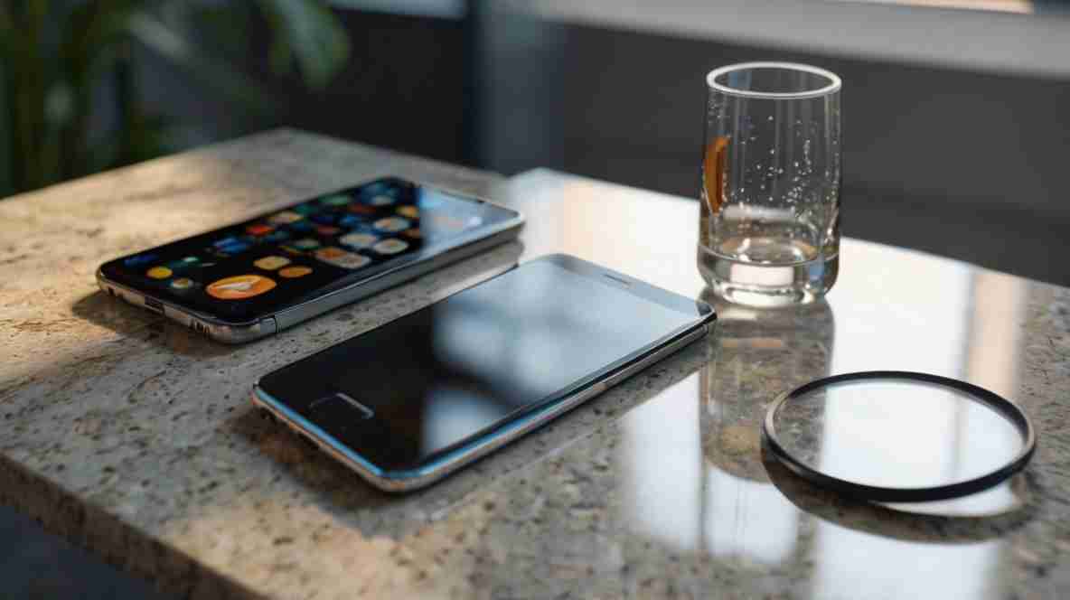 Two EMF emitting cell phones on a table